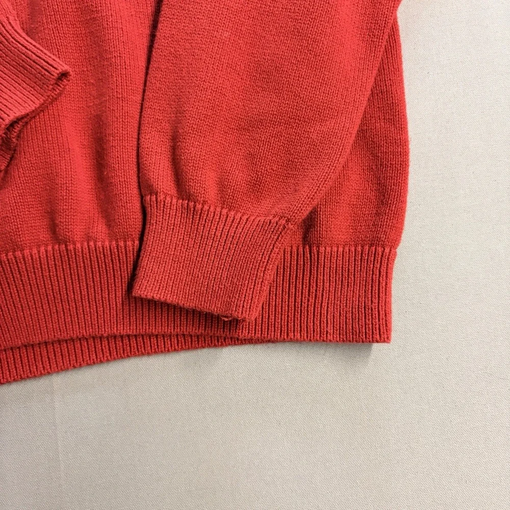 St Johns Bay Mens Large Red Fair Isle Nordic Quarter Zip Cotton Sweater